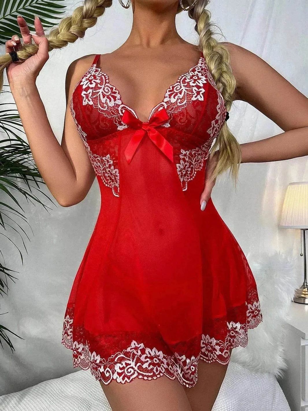 Suspender V-neck Underwear Lace Lingerie - EX-STOCK Canada
