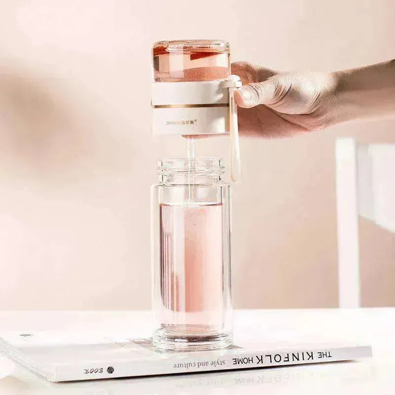 Tea Infuser Filter Separation Double Wall Glass Bottle - EX-STOCK CANADA