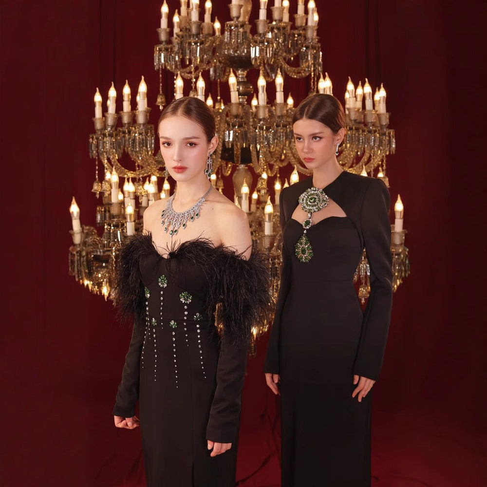 Temperament Long Sleeve Bandage Tight European And American Diamond Dinner Dress EX-STOCK Canada