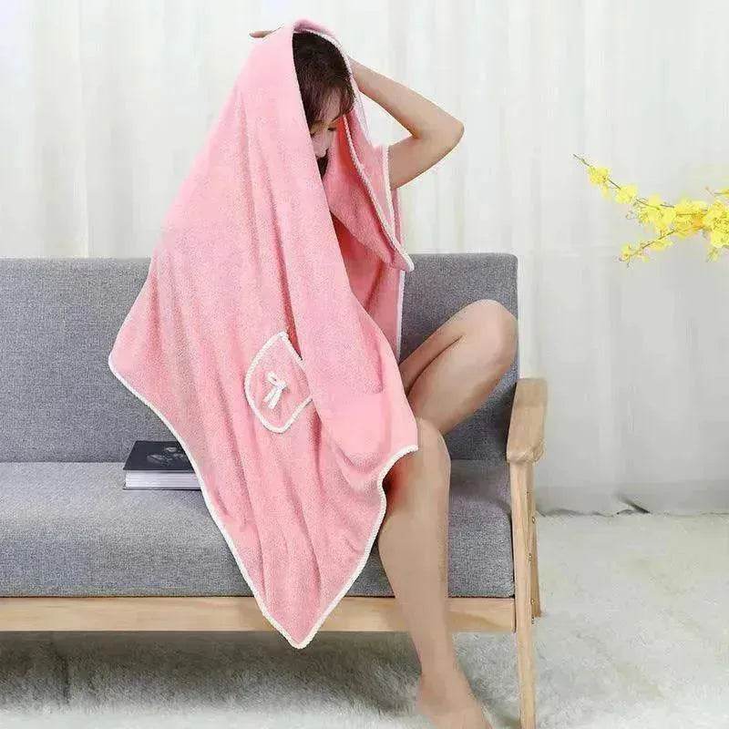 The coral velvet cozy wearable cocoon bath towel - EX-STOCK Canada