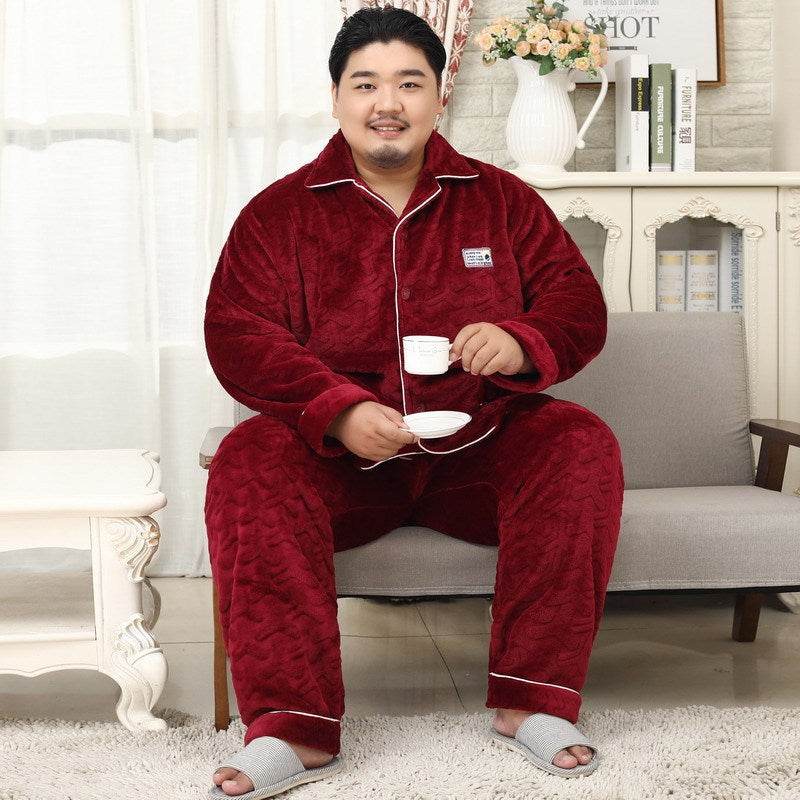 Thickened lapel long sleeve men's pajamas EX-STOCK CANADA