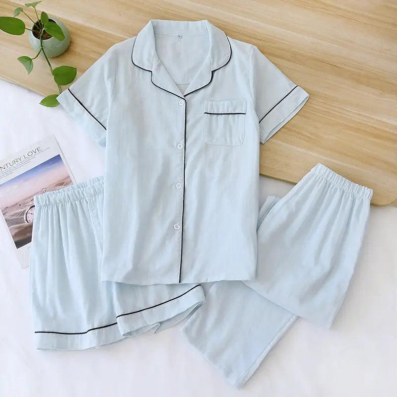 Three-piece Cotton Gauze Pajamas For Women - EX-STOCK Canada