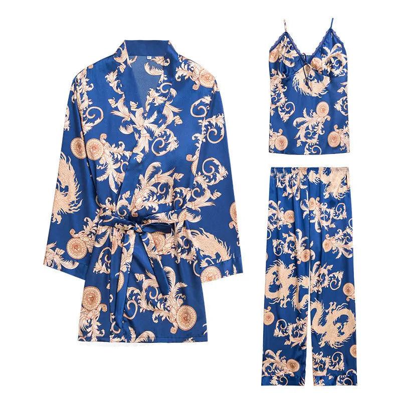 Pyjama en soie trois pièces pour femmes - EX-STOCK Canada