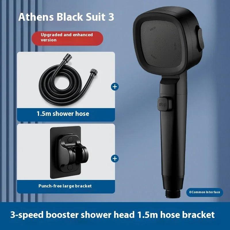 Three-speed Filter Supercharged Square Shower Head Handheld Nozzle EX-STOCK Canada