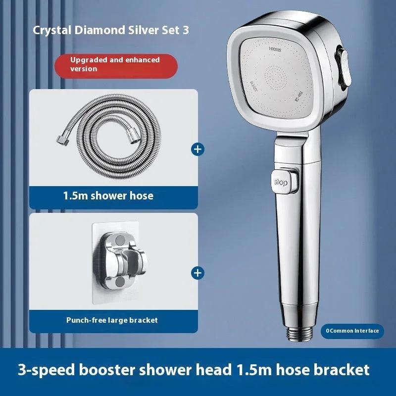 Three-speed Filter Supercharged Square Shower Head Handheld Nozzle EX-STOCK Canada