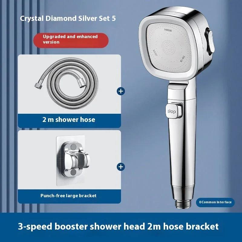 Three-speed Filter Supercharged Square Shower Head Handheld Nozzle EX-STOCK Canada
