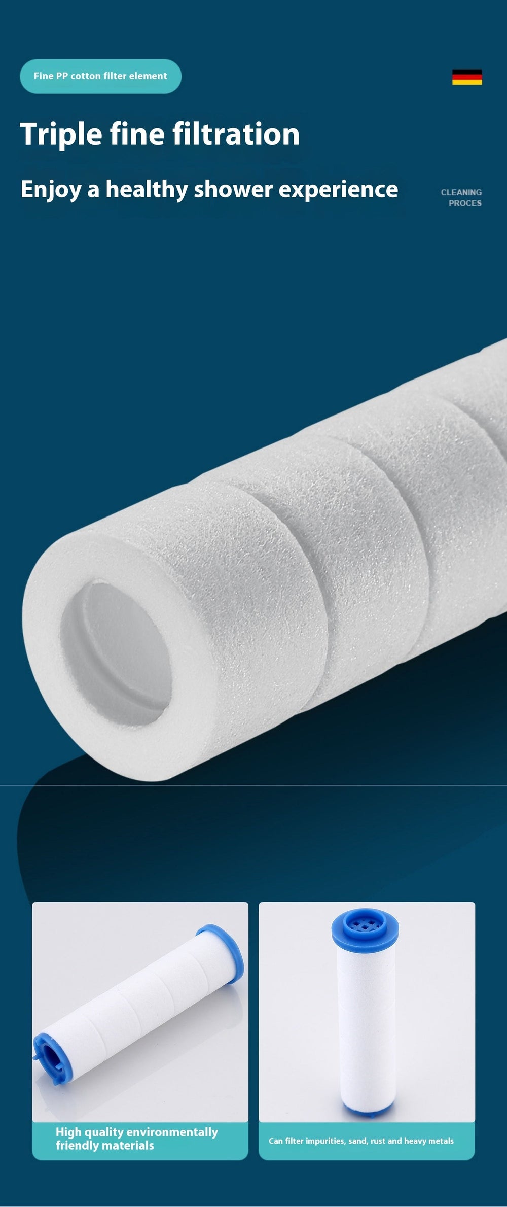 Three-speed Filter Supercharged Square Shower Head Handheld Nozzle EX-STOCK Canada