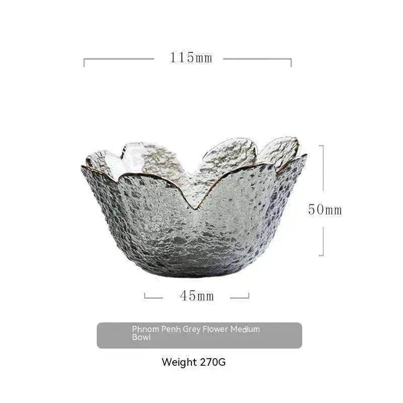 Traditional Japanese Style Hammer Pattern Petal Glass Bowl Set - EX-STOCK Canada