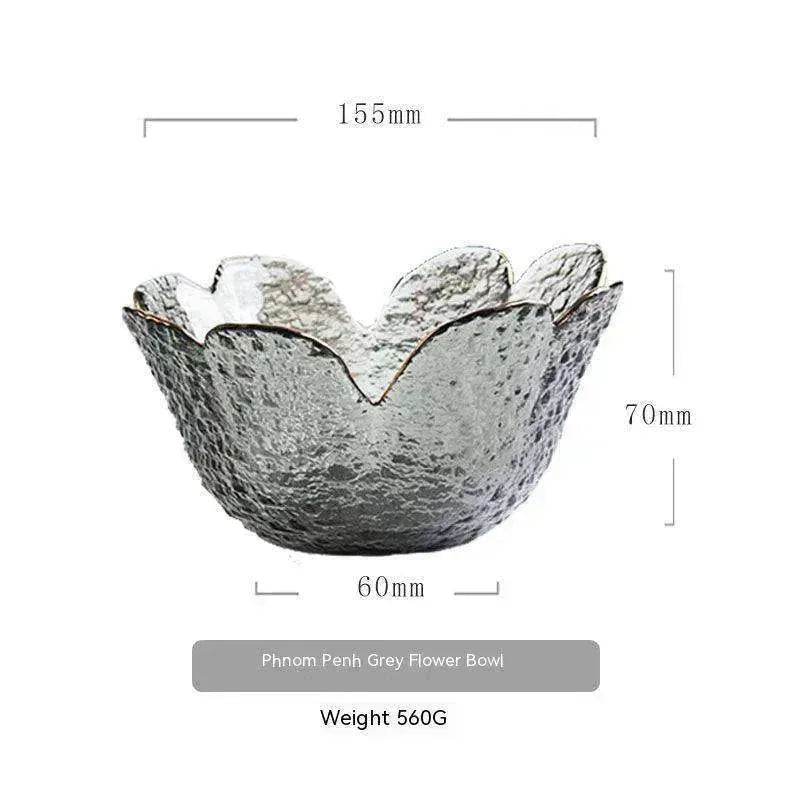 Traditional Japanese Style Hammer Pattern Petal Glass Bowl Set - EX-STOCK Canada