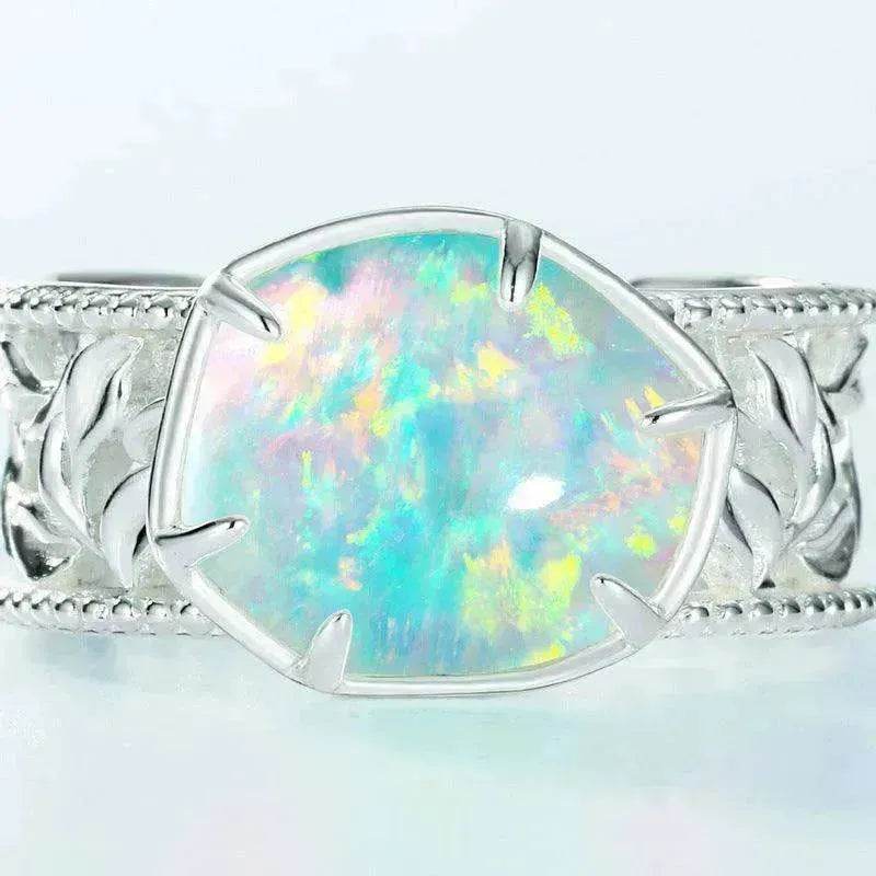 Unique and Simple Geometric Opal S925 Sterling Silver Ring - EX-STOCK Canada