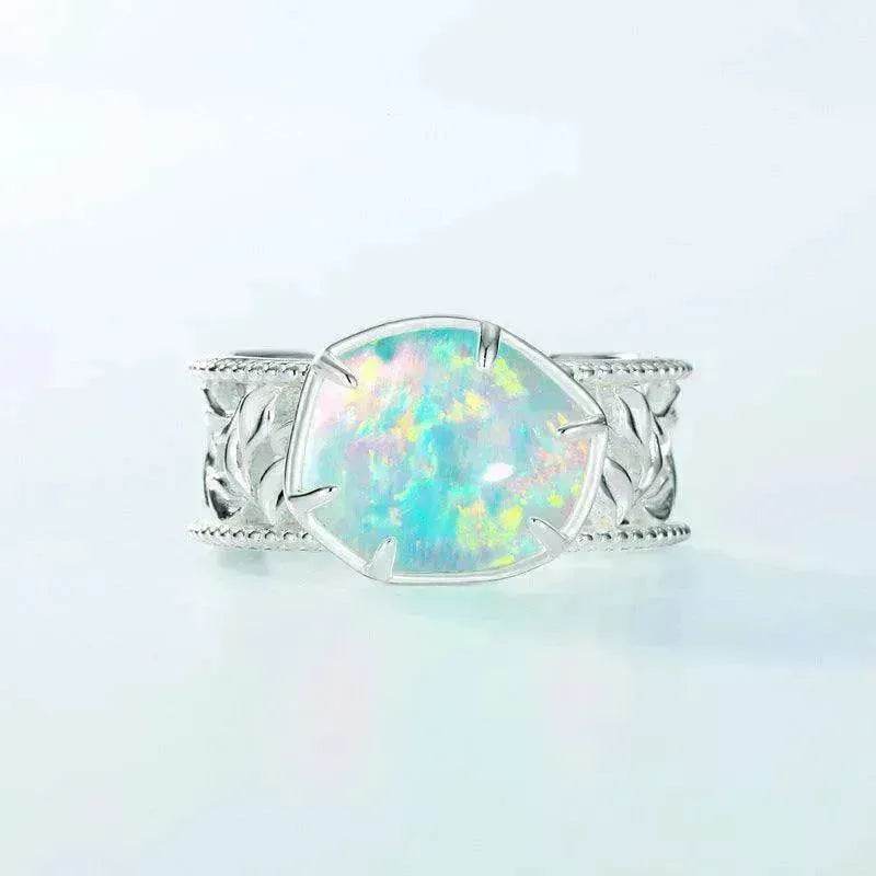 Unique and Simple Geometric Opal S925 Sterling Silver Ring - EX-STOCK Canada