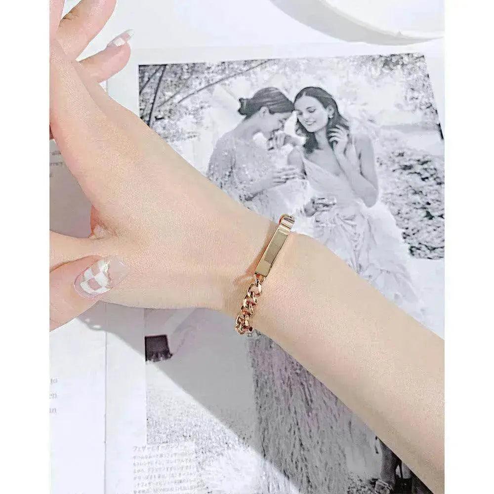 Bracciale Unisex in Acciaio al Titanio con Piastra Curva Placcato in Oro Rosa - EX-STOCK Canada