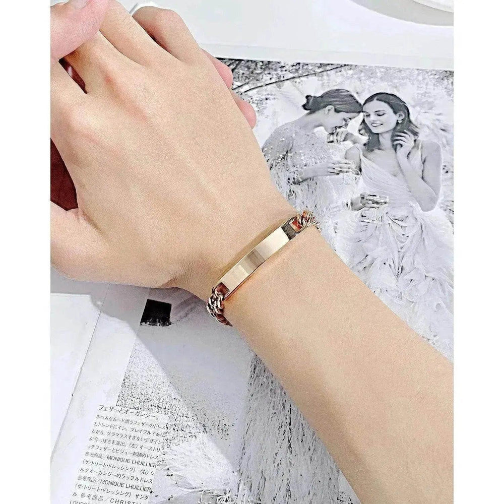 Bracciale Unisex in Acciaio al Titanio con Piastra Curva Placcato in Oro Rosa - EX-STOCK Canada