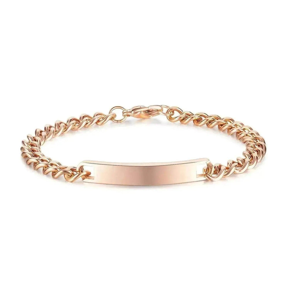 Bracciale Unisex in Acciaio al Titanio con Piastra Curva Placcato in Oro Rosa - EX-STOCK Canada