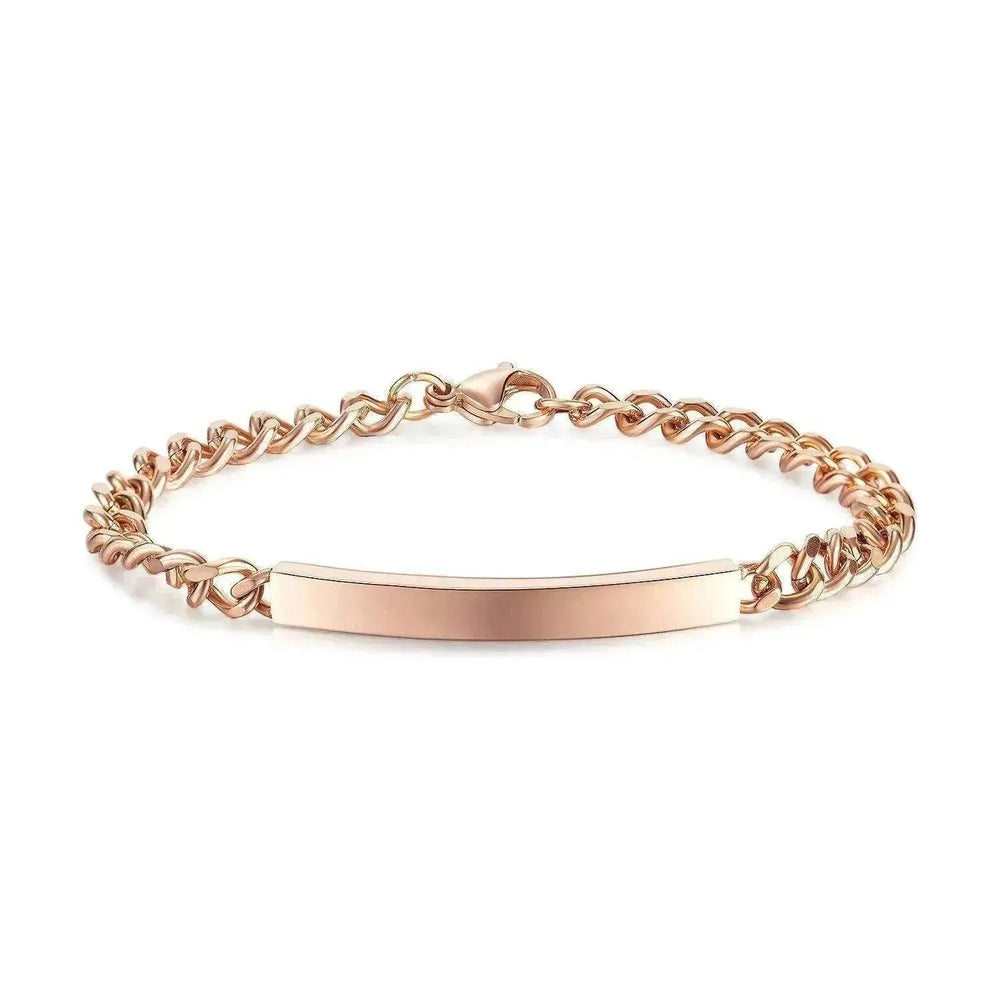 Unisex Titanium Steel Curved Plate Rose Gold Plated Bracelet - EX-STOCK Canada