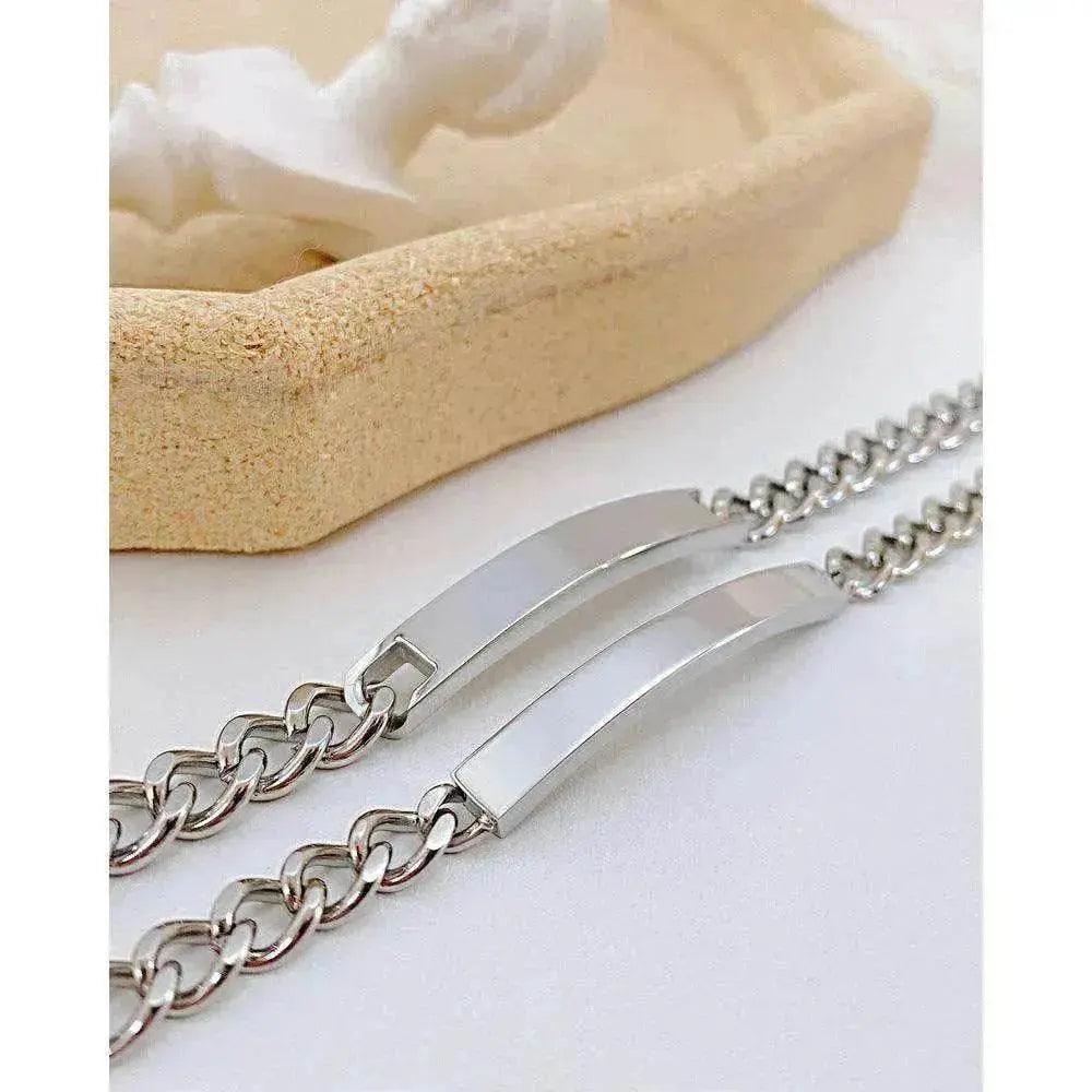 Bracciale Unisex in Acciaio al Titanio con Piastra Curva Placcato in Oro Rosa - EX-STOCK Canada