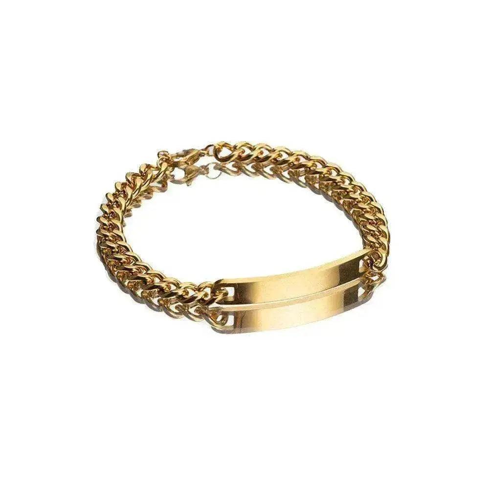 Bracciale Unisex in Acciaio al Titanio con Piastra Curva Placcato in Oro Rosa - EX-STOCK Canada