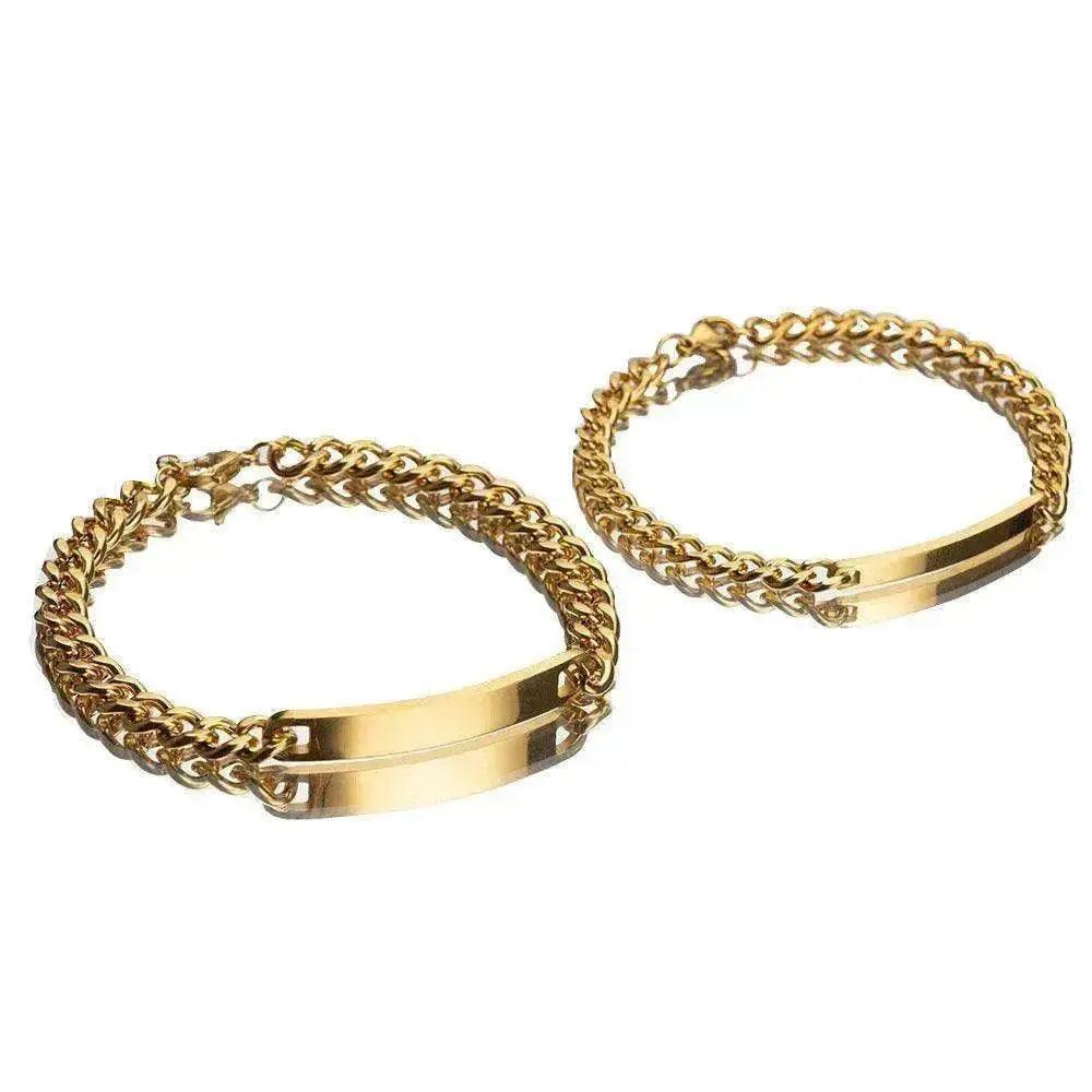 Bracciale Unisex in Acciaio al Titanio con Piastra Curva Placcato in Oro Rosa - EX-STOCK Canada