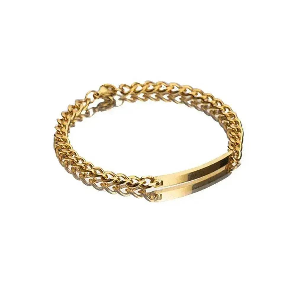Bracciale Unisex in Acciaio al Titanio con Piastra Curva Placcato in Oro Rosa - EX-STOCK Canada