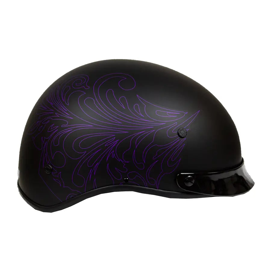 Casque demi-monture VOSS 707FRP purple paisley avec visièreEX-STOCK Canada