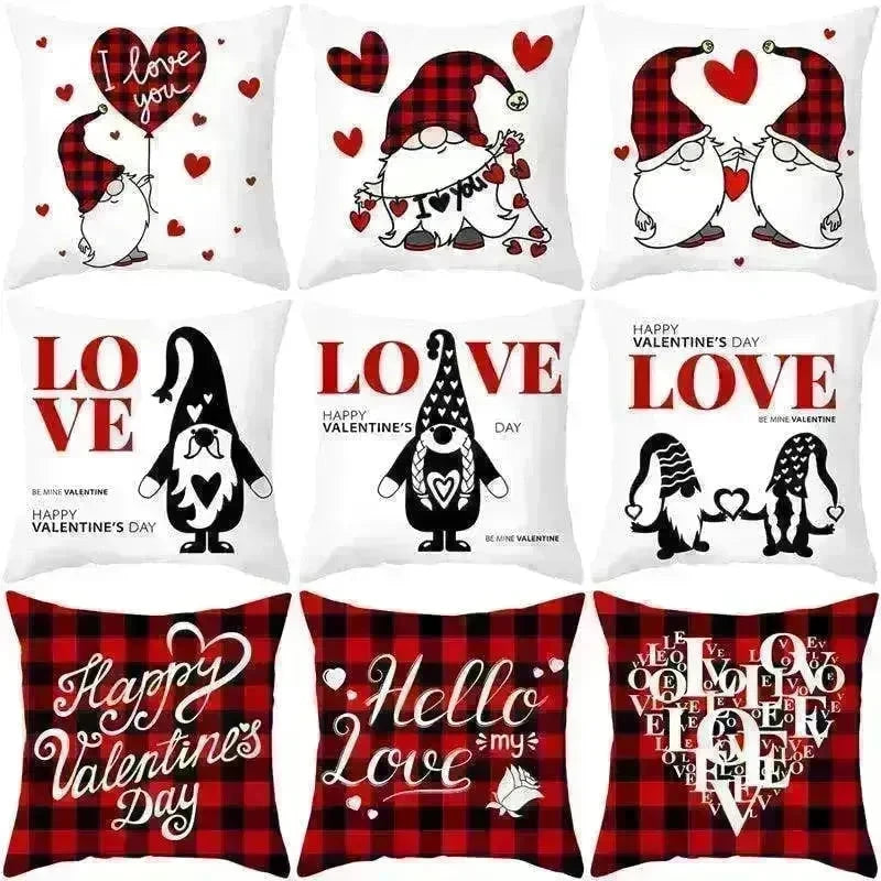 Valentine's Day Red Cartoon Letter Series Peach Skin Sofa Pillowcase - EX-STOCK CANADA