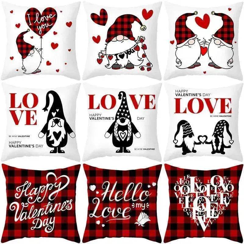 Valentine's Day Red Cartoon Letter Series Peach Skin Sofa Pillowcase - EX-STOCK Canada