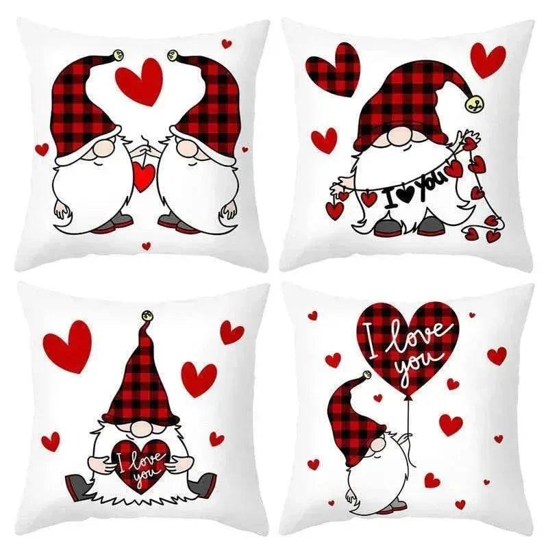 Valentine's Day Red Cartoon Letter Series Peach Skin Sofa Pillowcase - EX-STOCK Canada