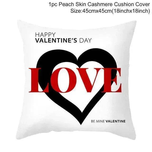 Valentine's Day Red Cartoon Letter Series Peach Skin Sofa Pillowcase - EX-STOCK Canada