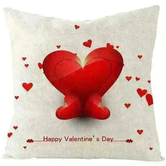 Valentine's Day Red Heart Linen Pillowcase - EX-STOCK CANADA