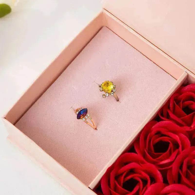 Valentine's Day Roses Love Jewelry Box Necklace Ring Ear Studs - EX-STOCK Canada