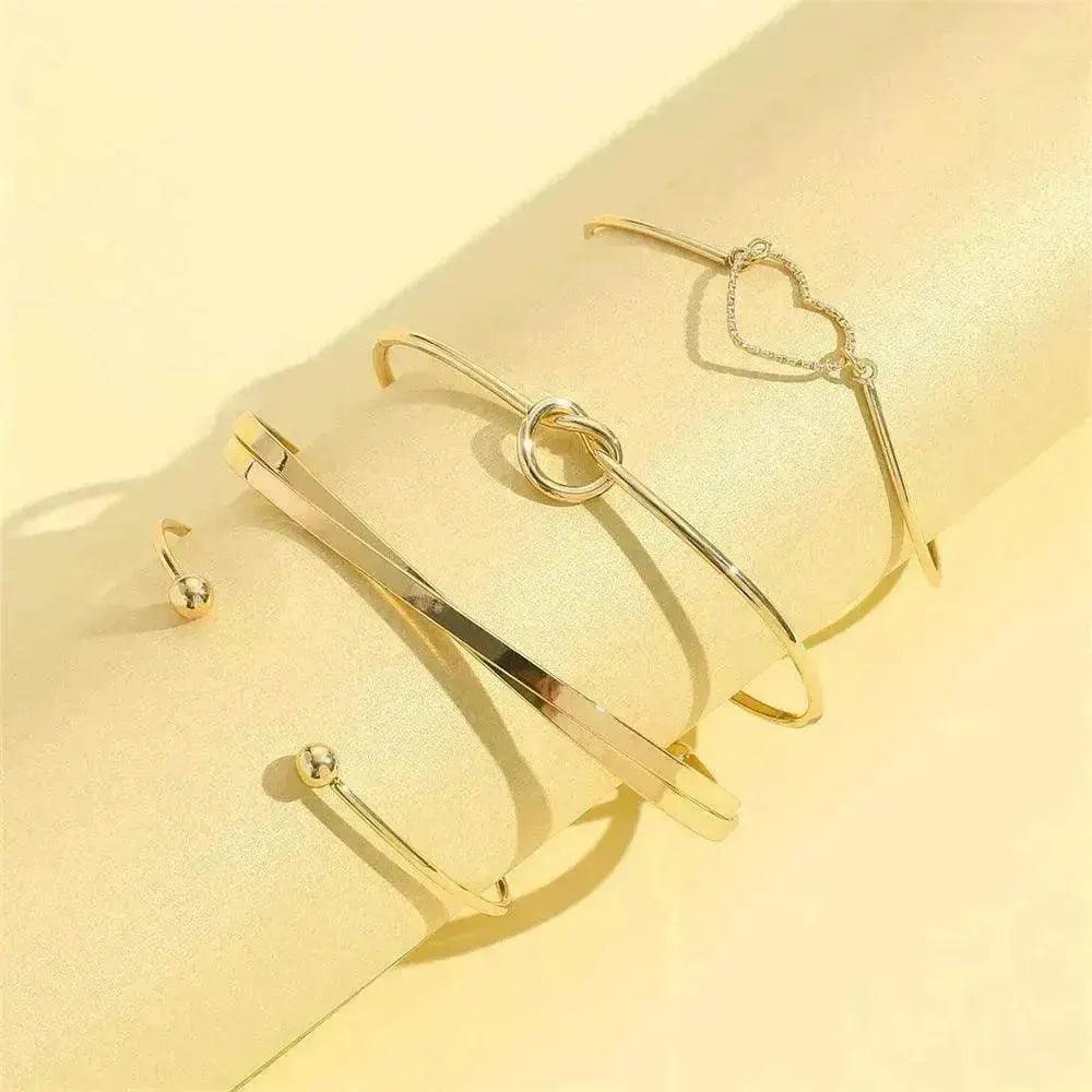 Pulsera de Carta de Amor con Corazón de Cristal Dorado Vintage para Mujer Moda Pulsera de Encantos Geométricos de Múltiples Capas Joyería Regalos - EX-STOCK Canada