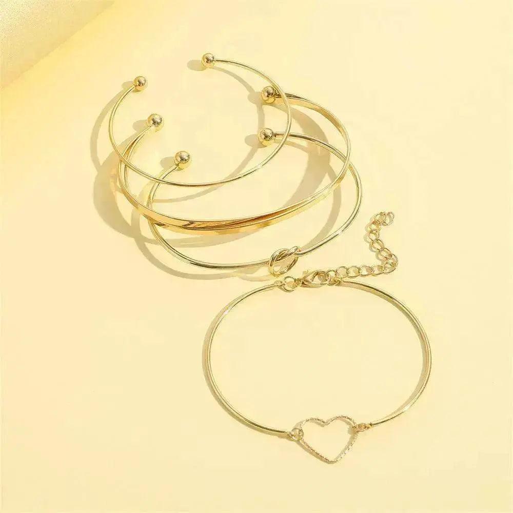 Pulsera de Carta de Amor con Corazón de Cristal Dorado Vintage para Mujer Moda Pulsera de Encantos Geométricos de Múltiples Capas Joyería Regalos - EX-STOCK Canada