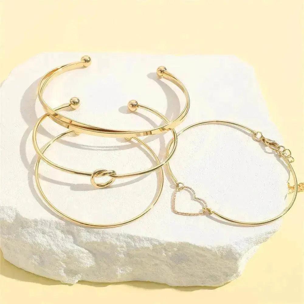 Pulsera de Carta de Amor con Corazón de Cristal Dorado Vintage para Mujer Moda Pulsera de Encantos Geométricos de Múltiples Capas Joyería Regalos - EX-STOCK Canada