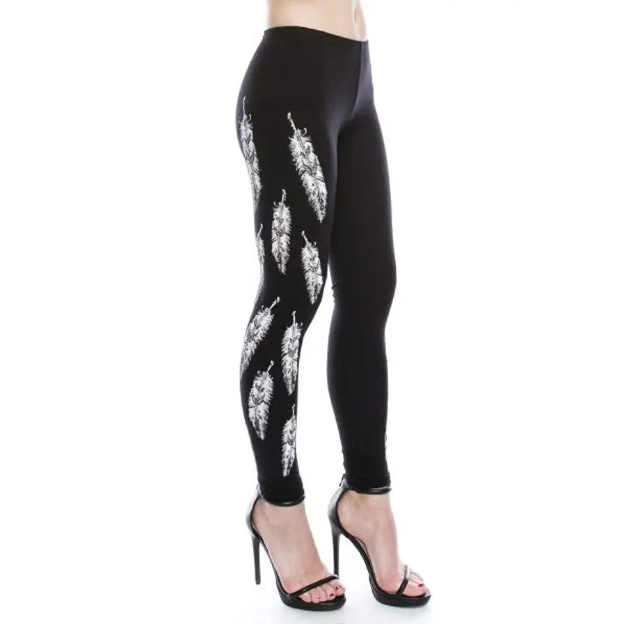 Vocal Women's Feather Print Leggings EX-STOCK Canada