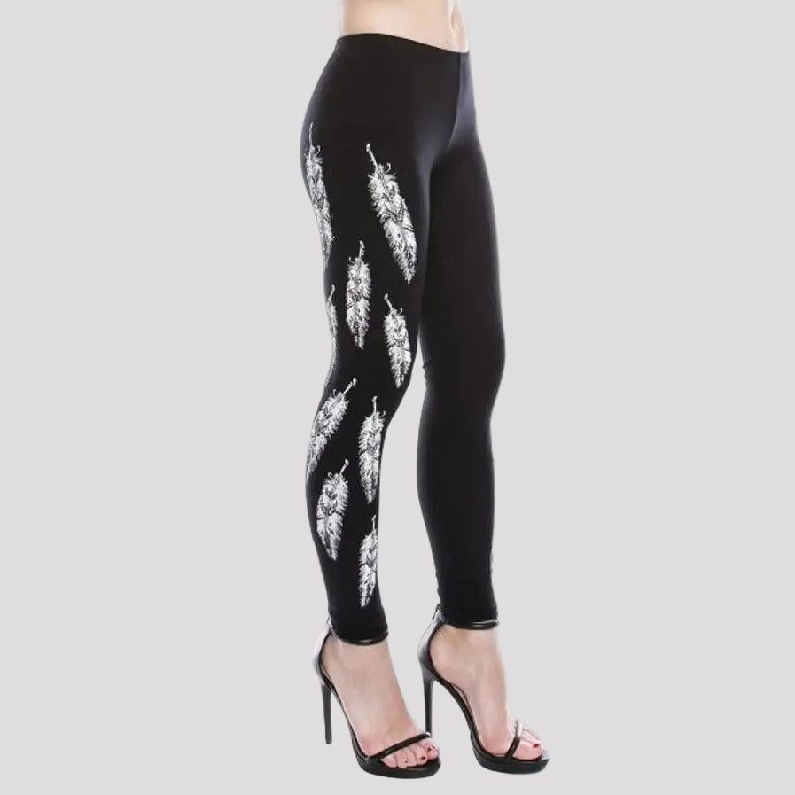 Leggings pour femmes à imprimé de plumes Vocal
