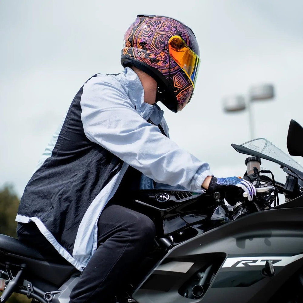 Casco Moto Voss 580 Conquest Gloss Neon MandalaEX-STOCK Canada