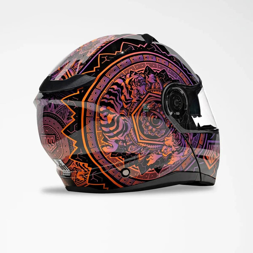 Casco Moto Voss 580 Conquest Gloss Neon MandalaEX-STOCK Canada