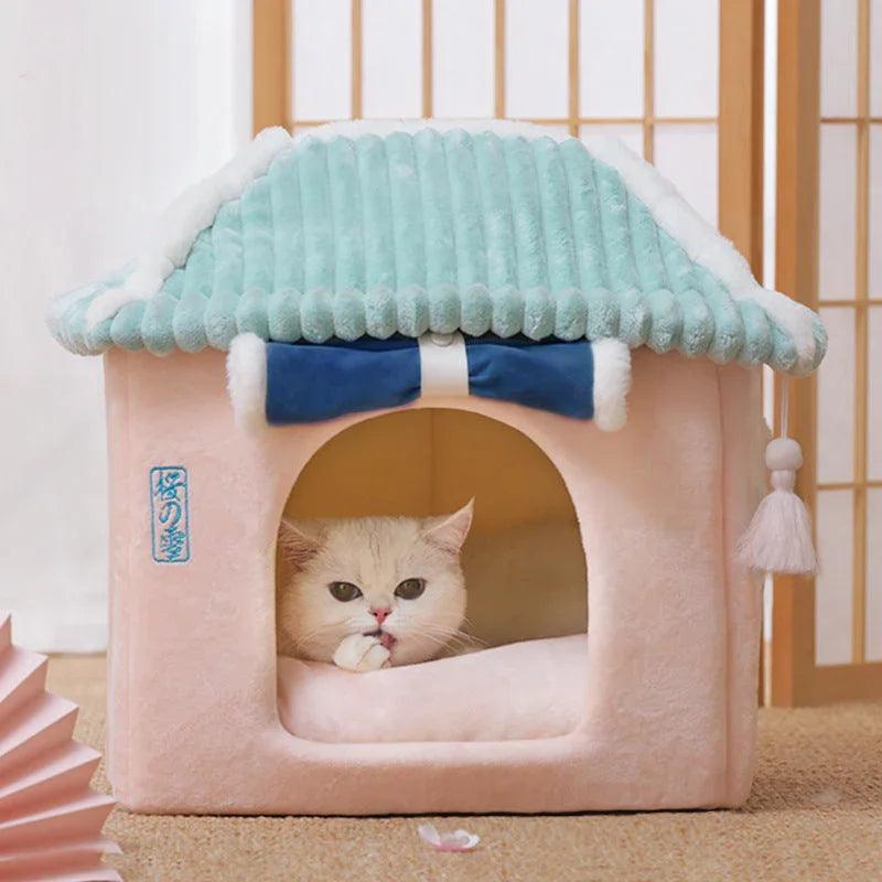 Casa para Gatos Cama Desmontable y Lavable Suministros para Mascotas Casa Cerrada para Gatos VillaEX-STOCK Canada