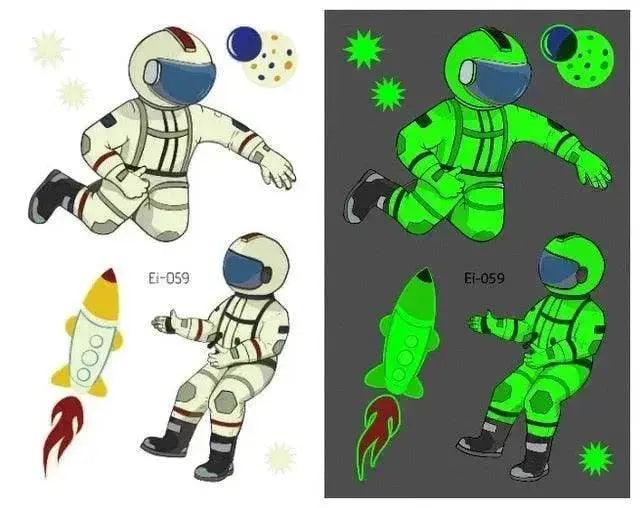 Adesivi tatuaggio luminosi per bambini a prova d'acqua a tema aerospaziale - EX-STOCK Canada