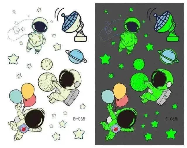 Adesivi tatuaggio luminosi per bambini a prova d'acqua a tema aerospaziale - EX-STOCK Canada