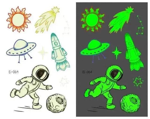 Adesivi tatuaggio luminosi per bambini a prova d'acqua a tema aerospaziale - EX-STOCK Canada