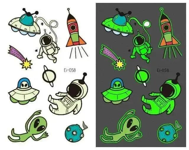 Adesivi tatuaggio luminosi per bambini a prova d'acqua a tema aerospaziale - EX-STOCK Canada