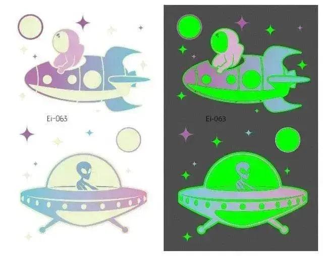 Adesivi tatuaggio luminosi per bambini a prova d'acqua a tema aerospaziale - EX-STOCK Canada