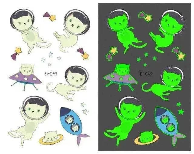 Adesivi tatuaggio luminosi per bambini a prova d'acqua a tema aerospaziale - EX-STOCK Canada