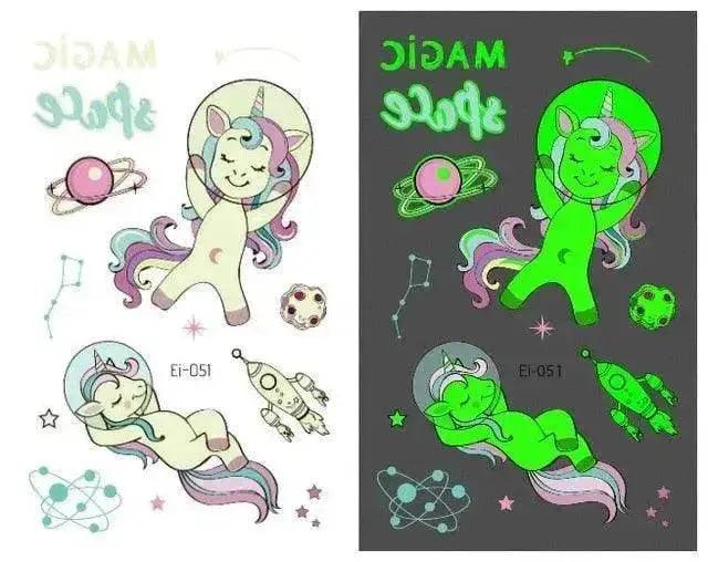 Adesivi tatuaggio luminosi per bambini a prova d'acqua a tema aerospaziale - EX-STOCK Canada