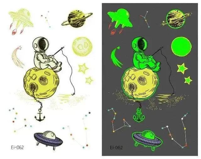 Adesivi tatuaggio luminosi per bambini a prova d'acqua a tema aerospaziale - EX-STOCK Canada