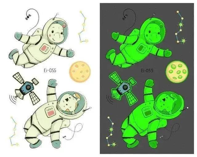 Adesivi tatuaggio luminosi per bambini a prova d'acqua a tema aerospaziale - EX-STOCK Canada