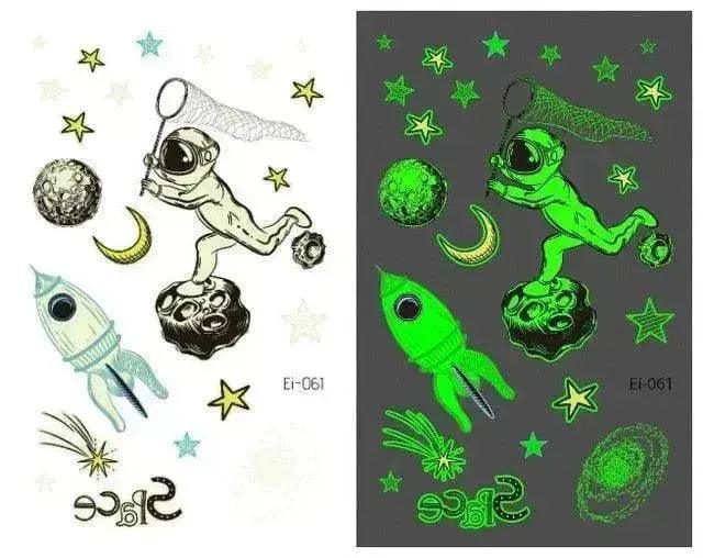 Adesivi tatuaggio luminosi per bambini a prova d'acqua a tema aerospaziale - EX-STOCK Canada