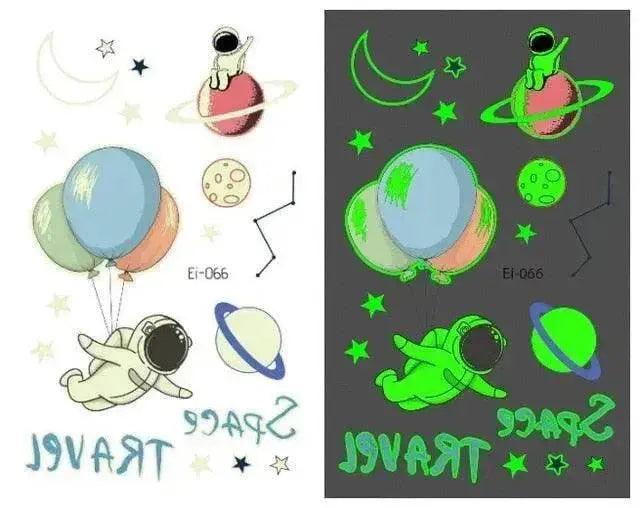 Adesivi tatuaggio luminosi per bambini a prova d'acqua a tema aerospaziale - EX-STOCK Canada
