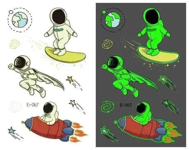 Adesivi tatuaggio luminosi per bambini a prova d'acqua a tema aerospaziale - EX-STOCK Canada